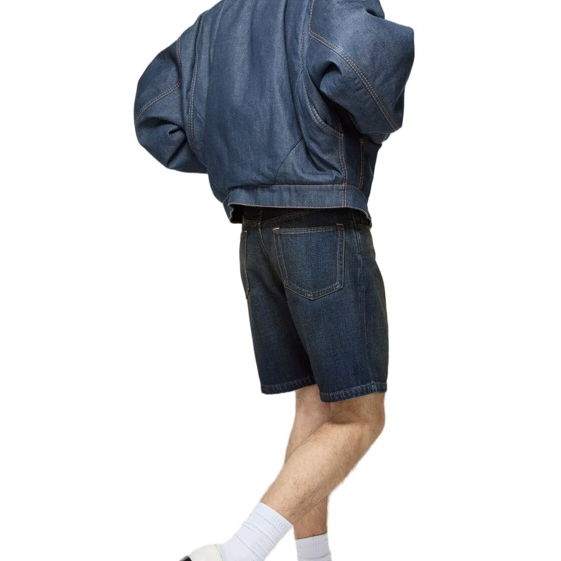 Men's Oversized Denim Jacket with Leather Patchwork Collar - Casual Streetwear Fashion Outerwear for Daily Matching