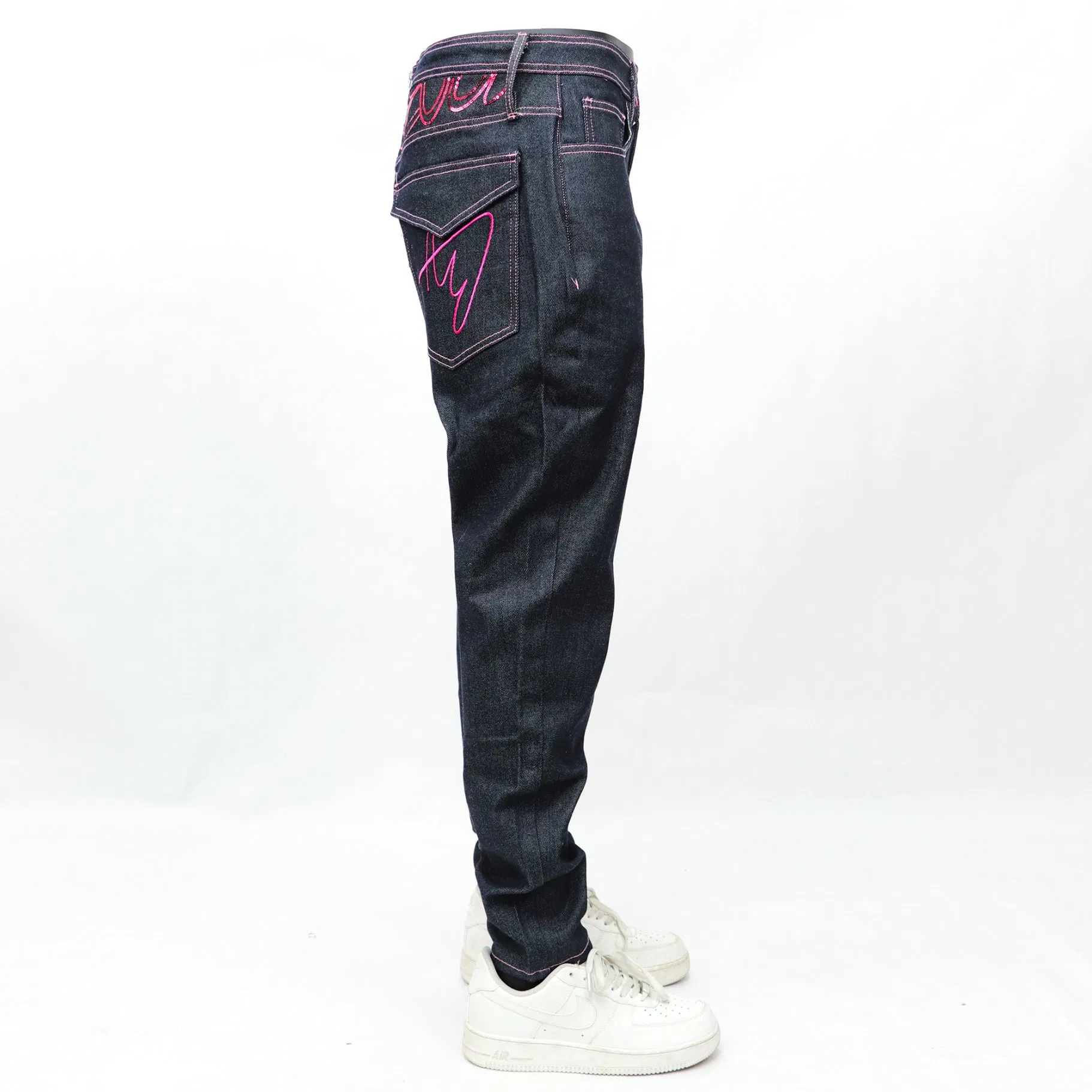 Wholesale Streetwear Skinny Jeans Trousers for Men with Beading Embroidery Jeans