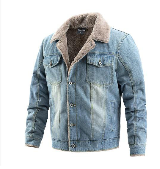 High Quality Winter Sherpa Men's Customized Warm Heated Fleece Denim Jacket