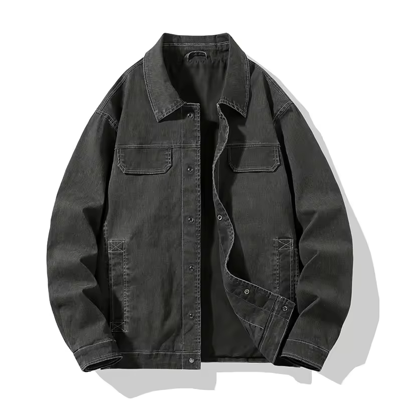 Casual Cargo Streetwear Inspired Relaxed Fit Multiple Pockets Men's Oversized Denim Jacket