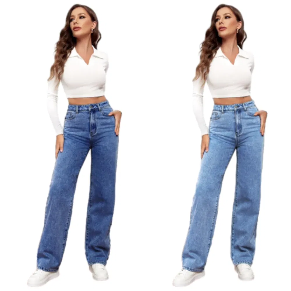 Wholesale Best-Selling Classic Solid-Colored Denim Straight-Leg Trousers Comfortable Wear Jeans Pants