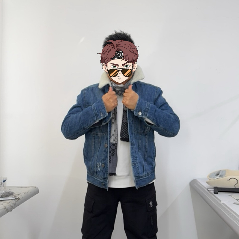 Denim with Sherpa Lining Man's Sherpa Warm Jacket