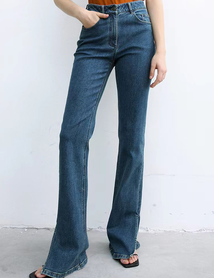 Fashion Clothing Ladies Skinny Wide Leg Denim High Waist Trouser Women Flare Jeans