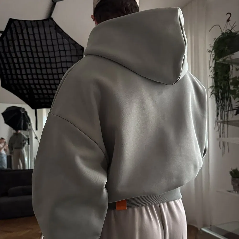 Oversized Custom Crop Fit Pullover Big Hood Zip up Hoodie