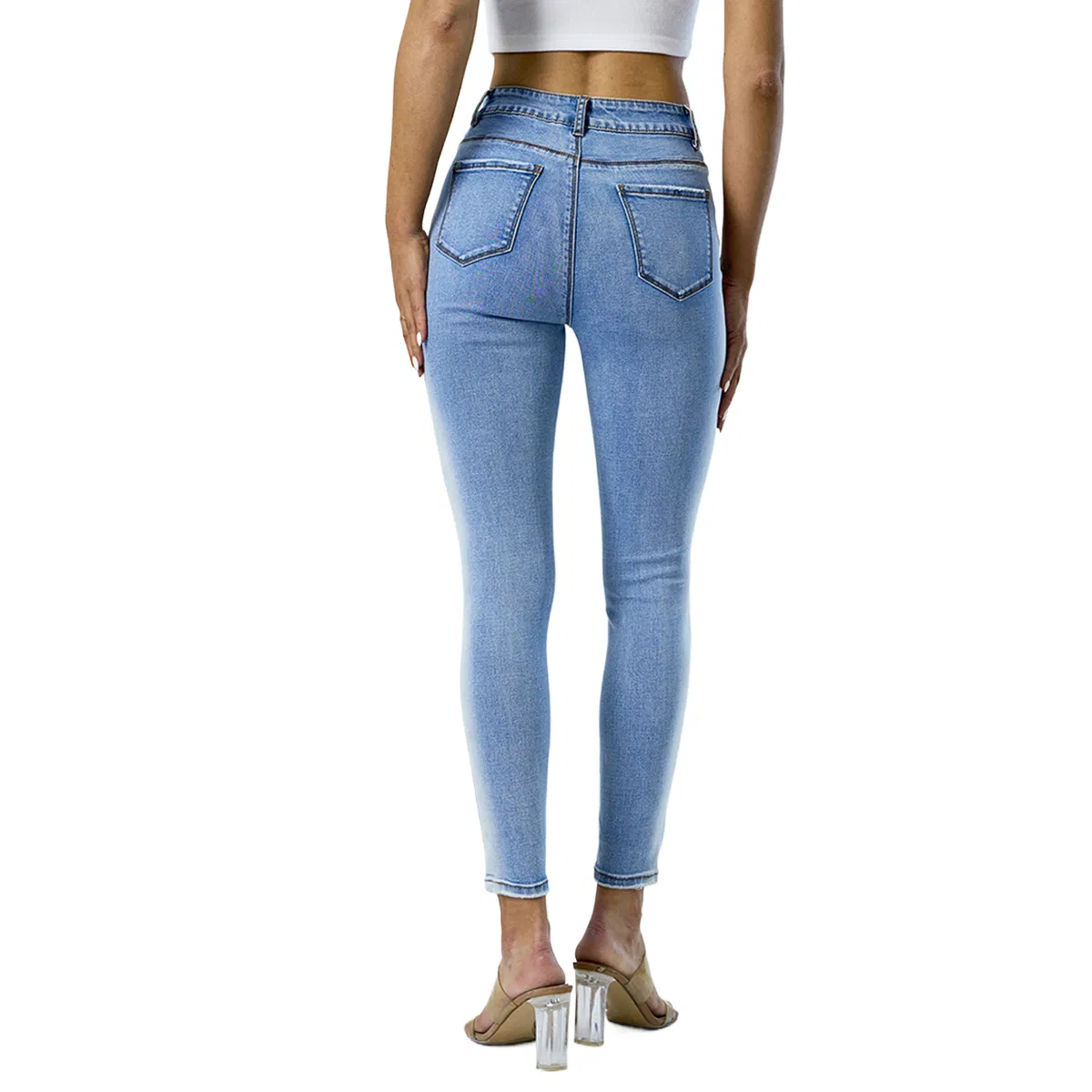 Custom High Waist Fashionable Slim Fit Stretchy Skinny Wholesale Denim Jeans for Women