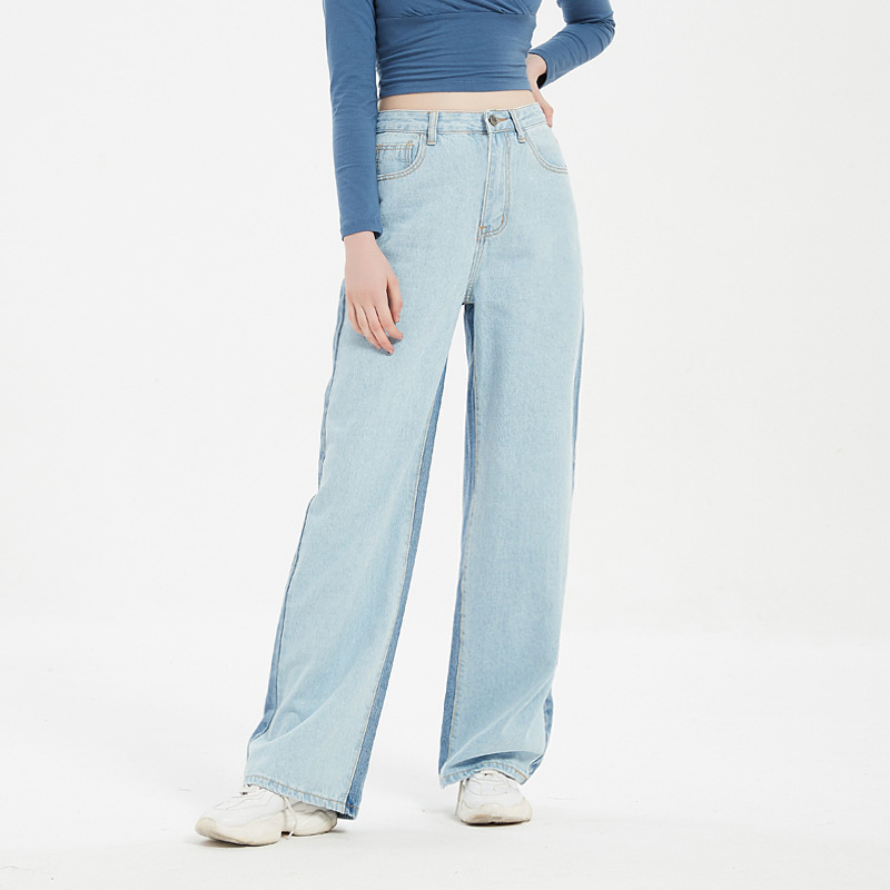 High-Rise Loose Wide-Leg Mop Jeans for Women Fashion Denim Casual Jeans
