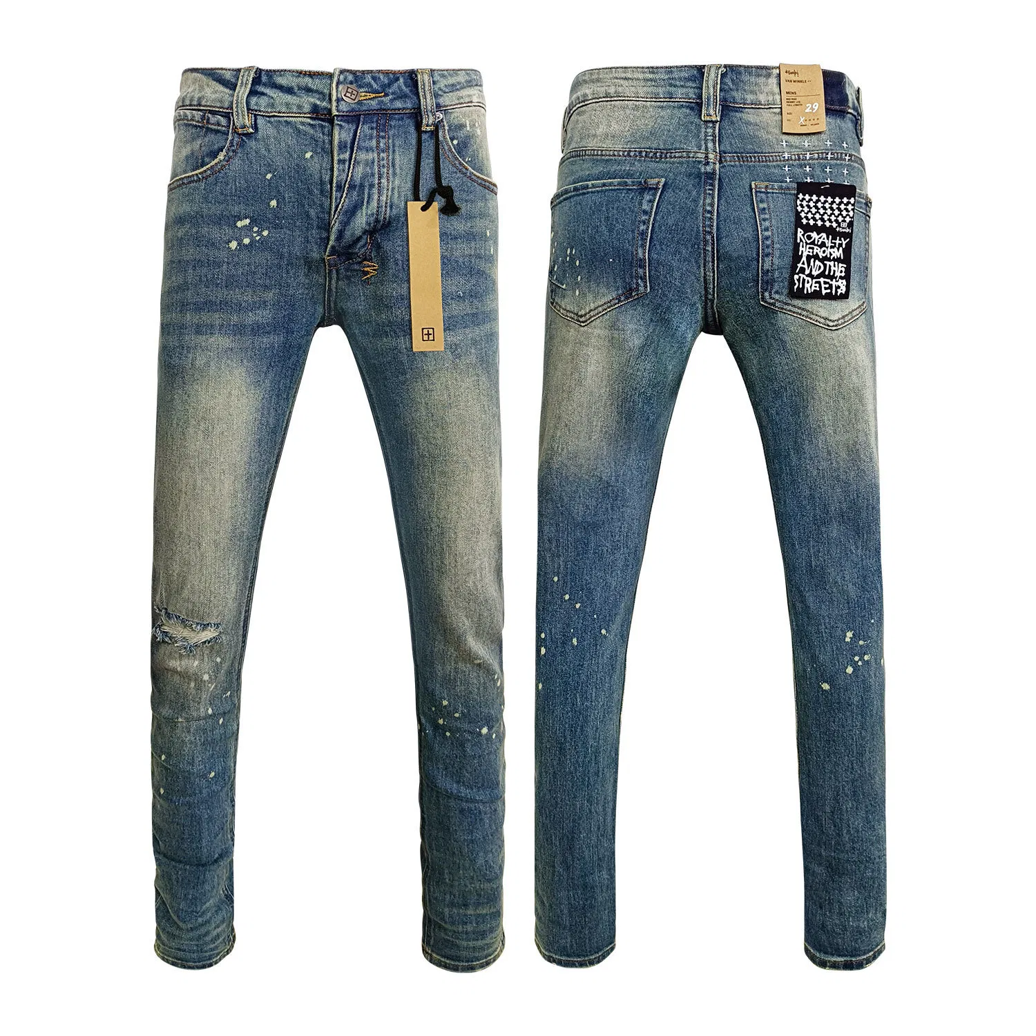 Luxury Hip Hop Jeans Mens Pants Trousers Stacked Denim Y2K Distressed High Quality Designer Brand Jeans