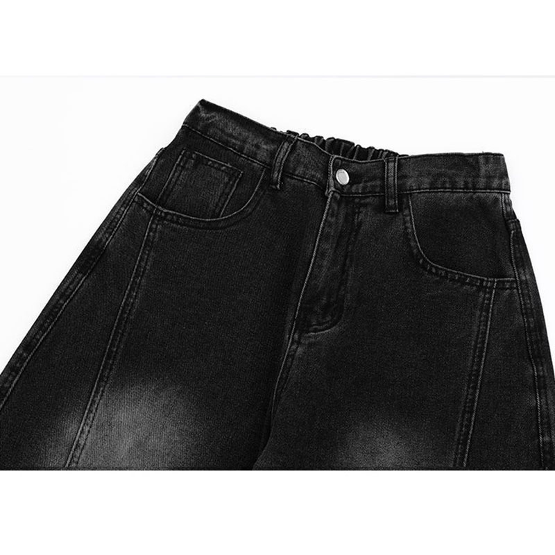 Men Retro Scimitar Us-Style Straight Loose Fit Cool Trendy Brand Wide-Leg Denim Jeans