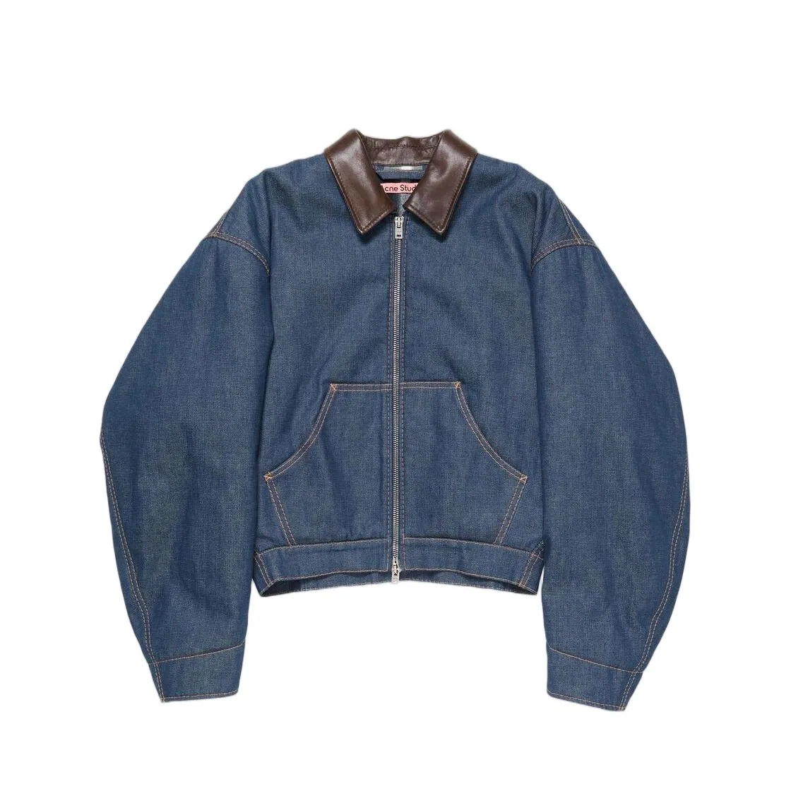 Men's Oversized Denim Jacket with Leather Patchwork Collar - Casual Streetwear Fashion Outerwear for Daily Matching