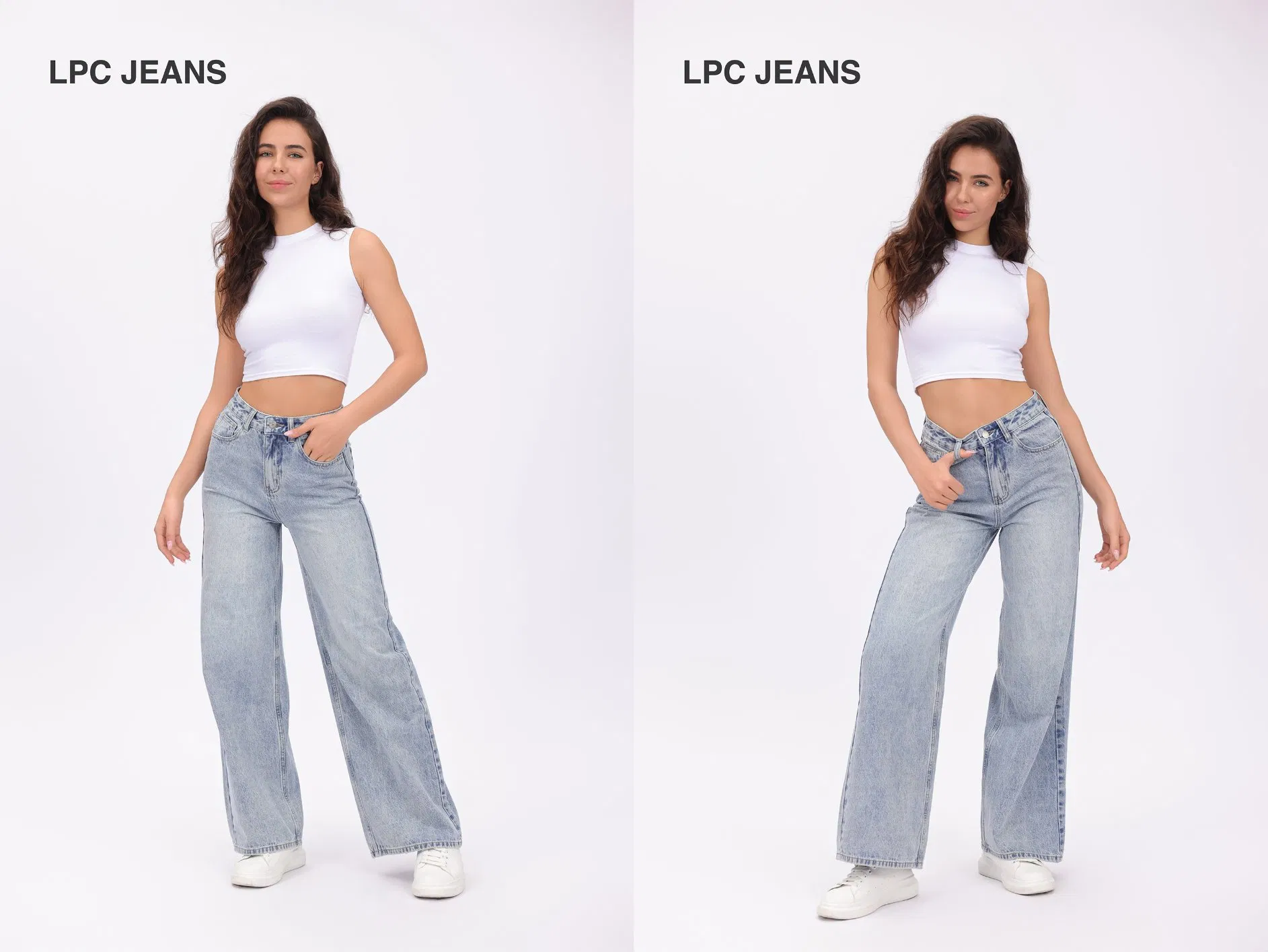 2024 New Design High Waist Five-Pocked Denim Blue Lady Jeans by Factory Supply