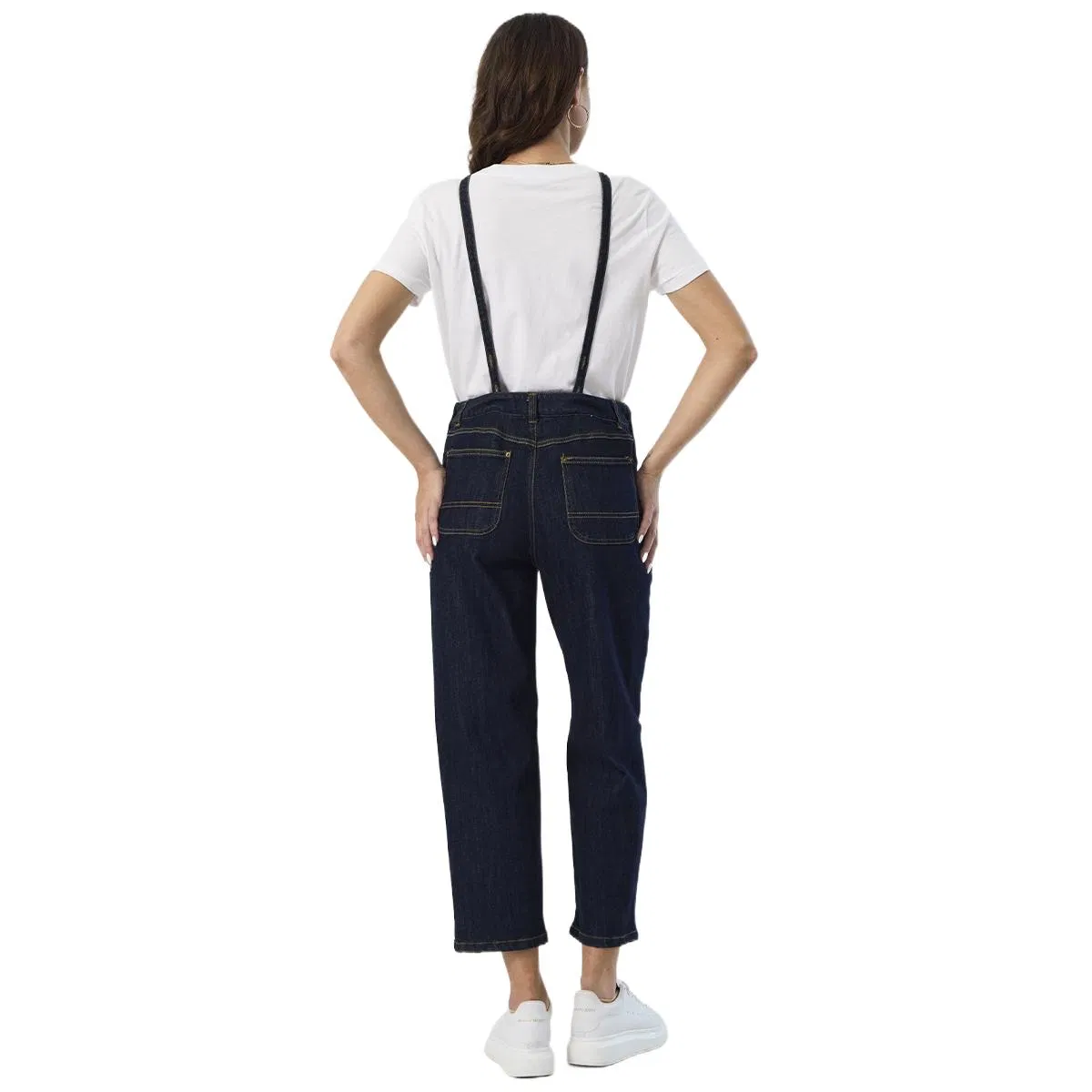 Custom Distressed Baggy Plus Size Denim Overalls Jumpsuit Straight Mom Jeans Women
