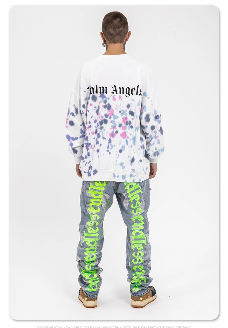 Wholesale Custom Wash Denim Distressed Pants Tattered Embroidered Trousers Sew Plus Size Streets Rock Jeans for Men