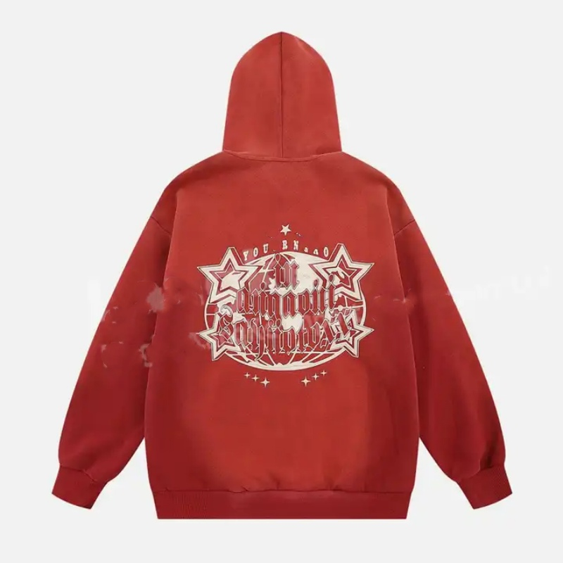 Custom Oversized Cotton 3D Puff Printing Zipper Hoodies Zip up Acid Wash Hoodie Vintage Sun Faded Hoodie for Men