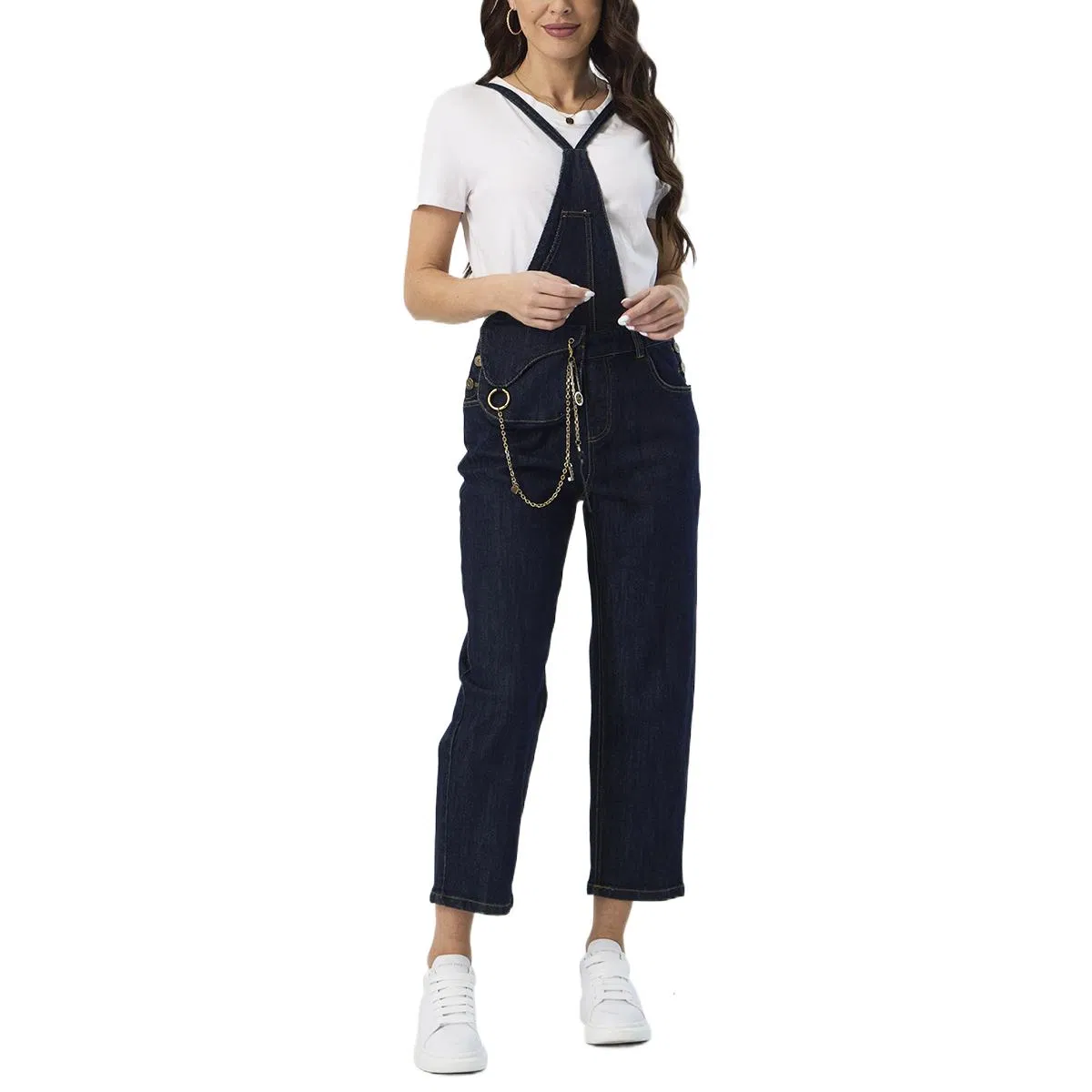 Custom Distressed Baggy Plus Size Denim Overalls Jumpsuit Straight Mom Jeans Women