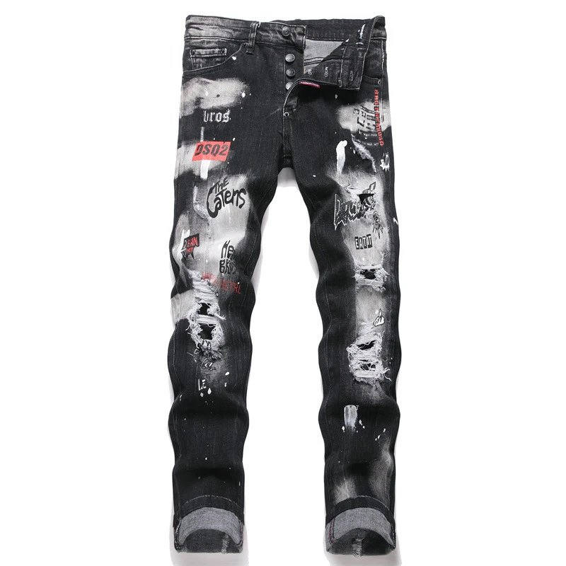 Dsq Brand Custom Denim Casual Stylish Jeans for Men High Waist Skinny Jeans Ripped Hole Blue Baggy Fashion Jeans Pants