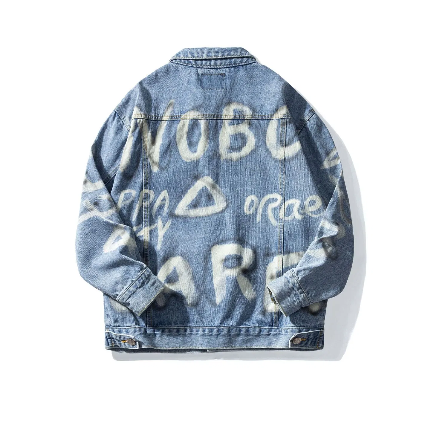 High Streetwear Oversized Vintage Print Distressed Mens Jackets Washed Denim Jacket for Men Stylish