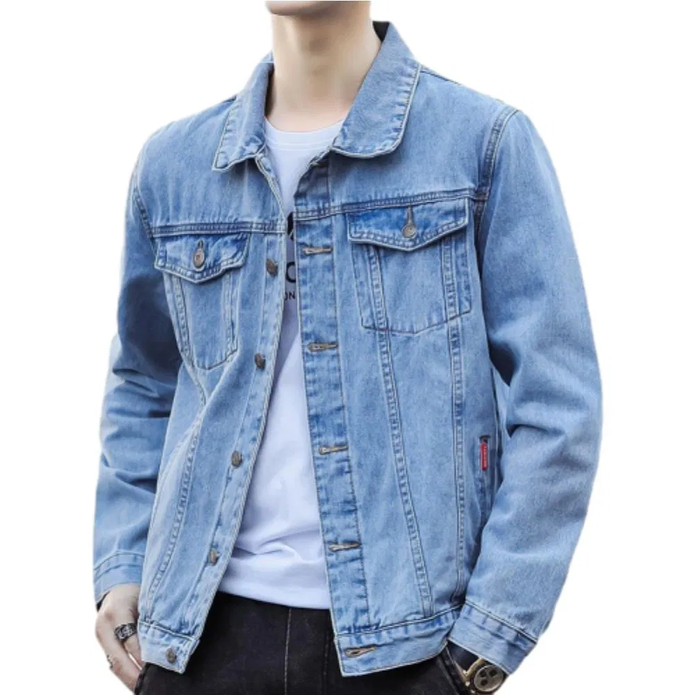 Trendy Oversized Denim Jacket Men Minimalist Solid Color Lapel Open Front Shirt
