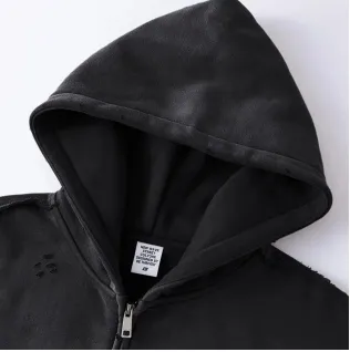 Black Acid Wash Hoodie Front