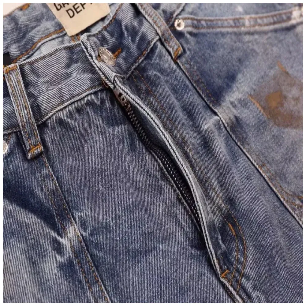 Gallery Dept Men's Distressed Straight-Leg Jeans 1: 1 Design Detailed Reproduction