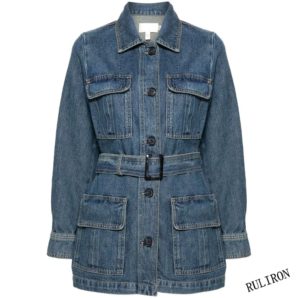 Custom Outdoor Oversized Women's Ladies Winter Cotton Warm Denim Casual Outwear Fall Jacket Button up Coat