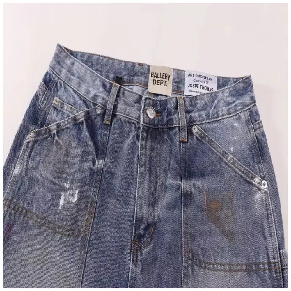 Gallery Dept Men's Distressed Straight-Leg Jeans 1: 1 Design Detailed Reproduction