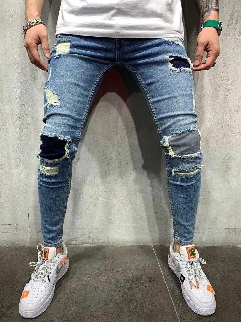 Ripped Zipper Denim Jeans 3