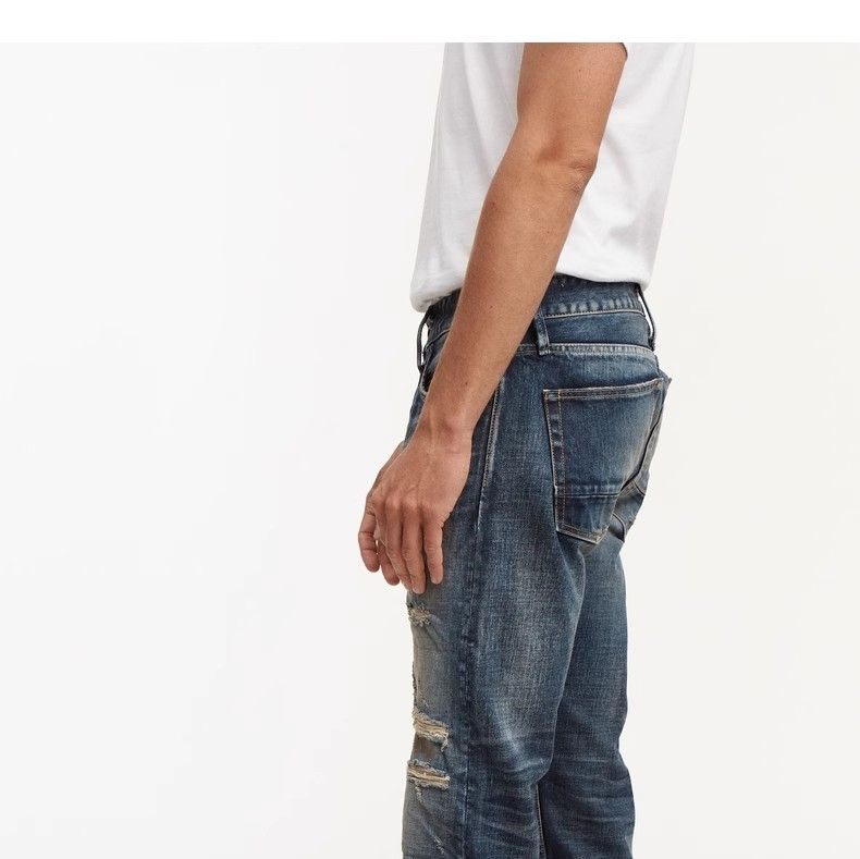 Classic Blue Jeans with Distressed Detailing for Everyday Wear