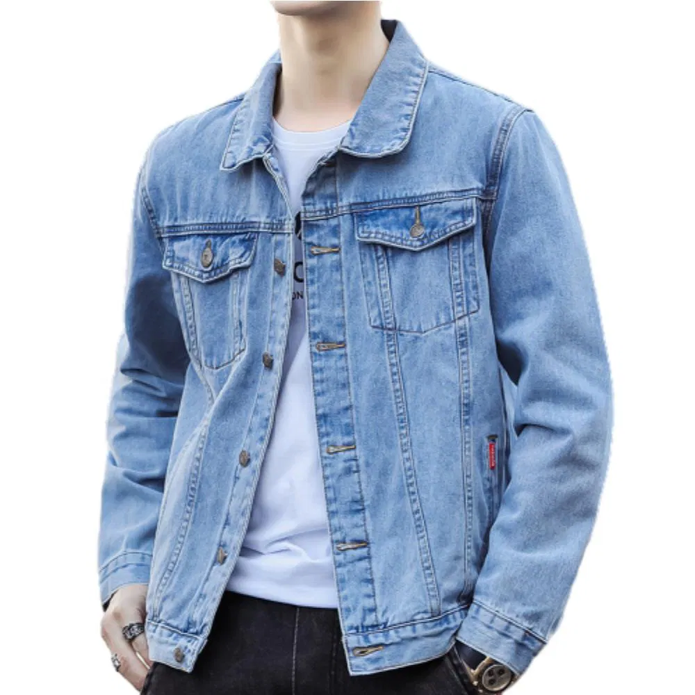 Trendy Oversized Denim Jacket Men Minimalist Solid Color Lapel Open Front Shirt