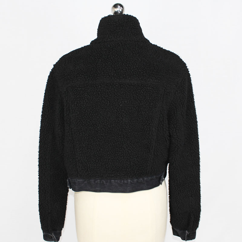 Women's Casual Winter Warm Sherpa with Denim Placket Flap and Hem Jacket