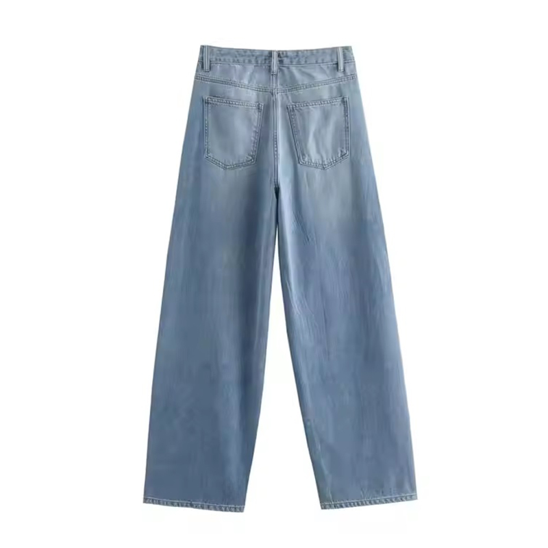 Autumn New Women's High Waist Wide Leg Dark Wash Wholesale Jeans