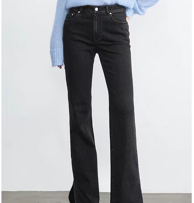 Fashion Clothing Ladies Skinny Wide Leg Denim High Waist Trouser Women Flare Jeans