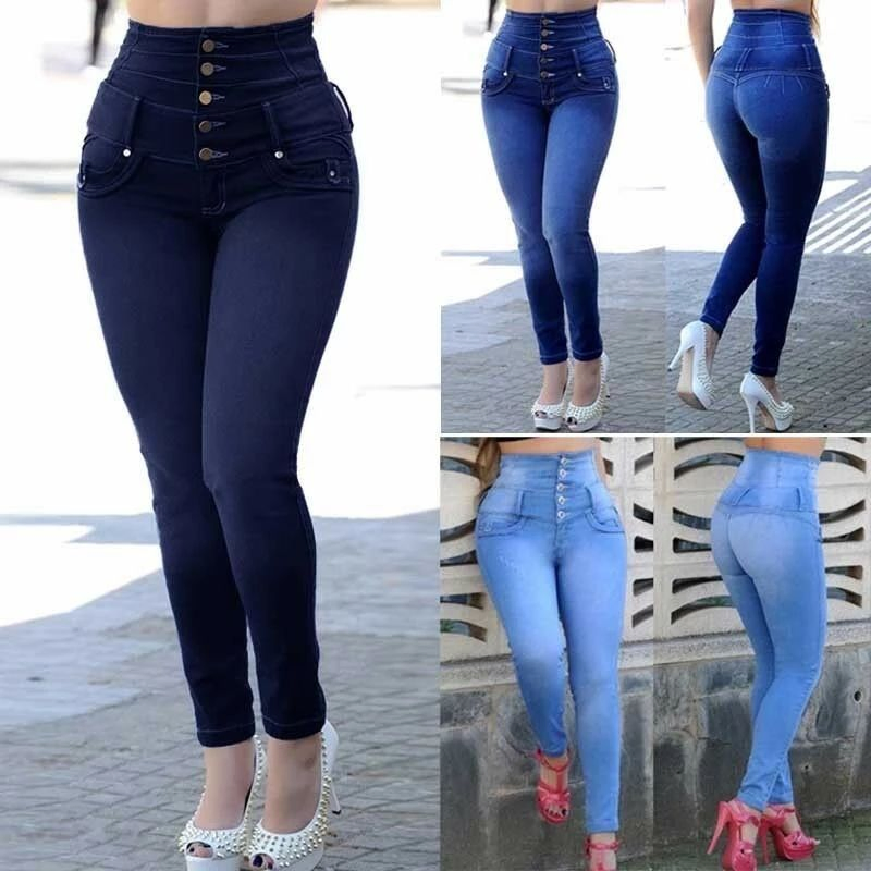 New Autumn Winter Woman Skinny Denim Pencil Pants Brand Stretch Jeans High Waist Pants Women High Waist Jeans