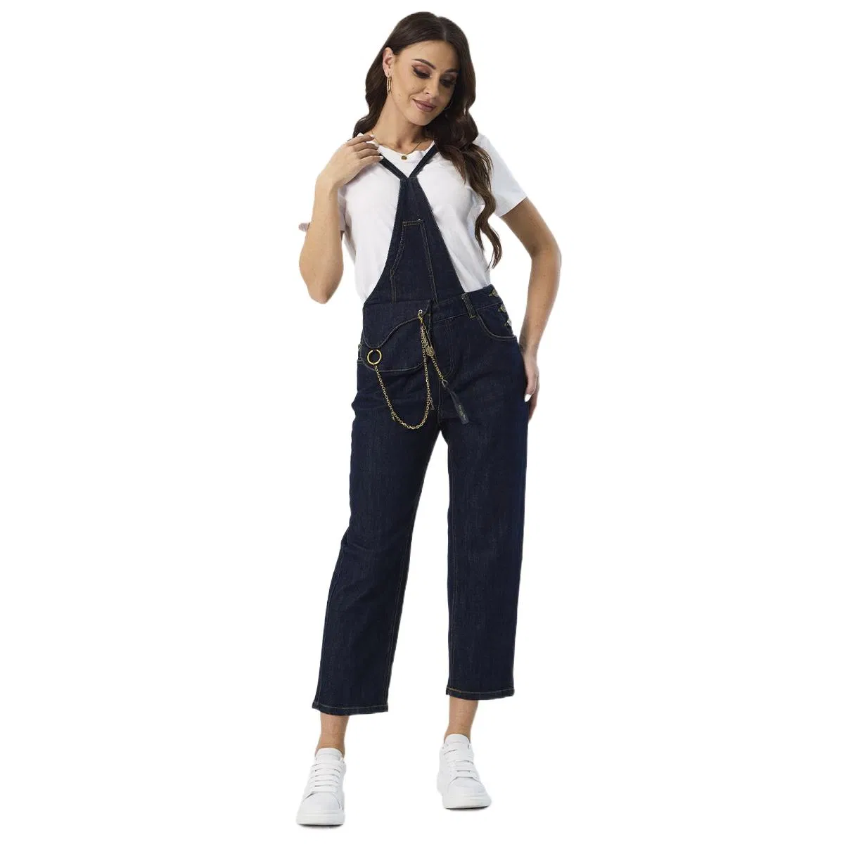 Custom Distressed Baggy Plus Size Denim Overalls Jumpsuit Straight Mom Jeans Women