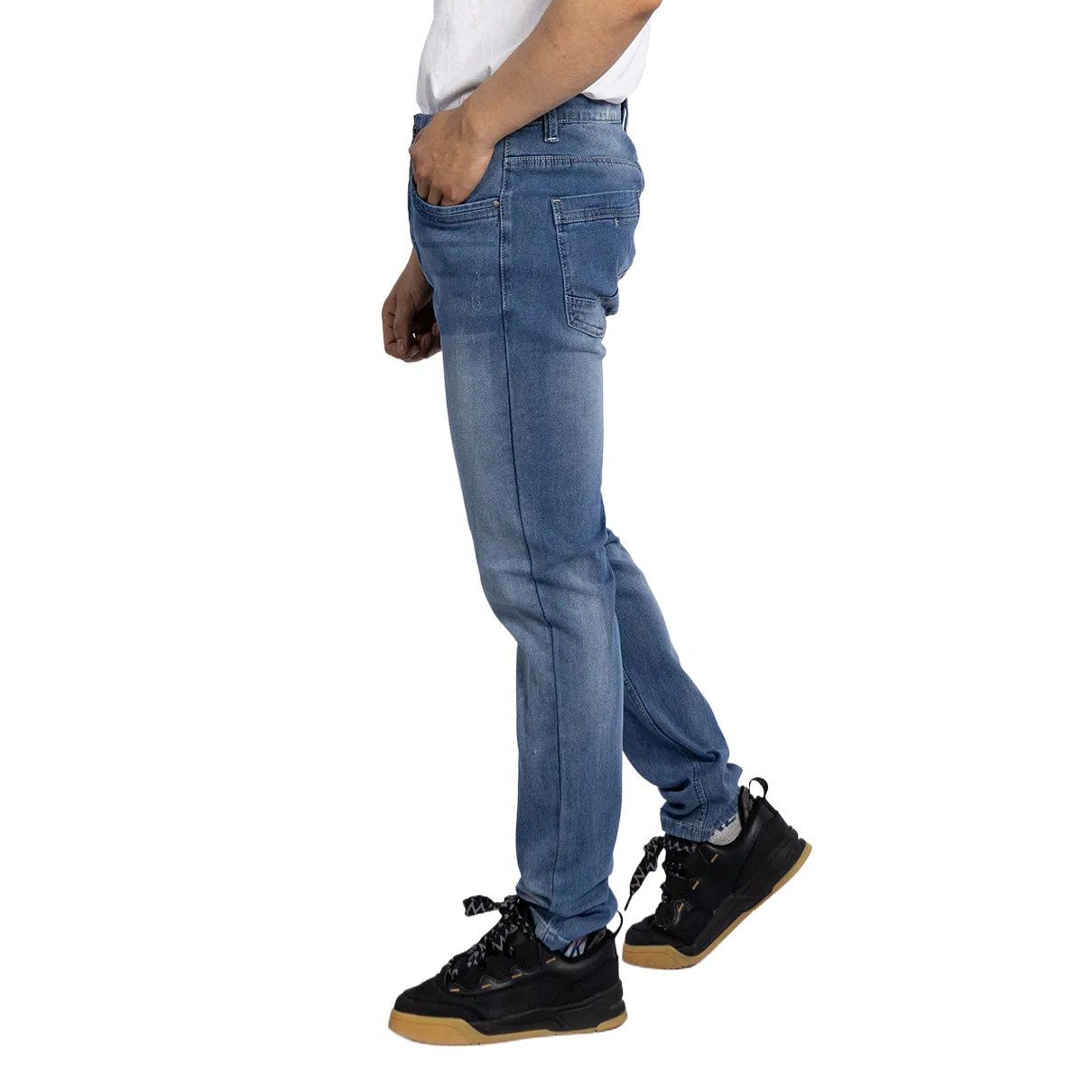 Custom Distressed Blue Soft Cotton Denim Ripped Straight Men Slim Denim Jeans