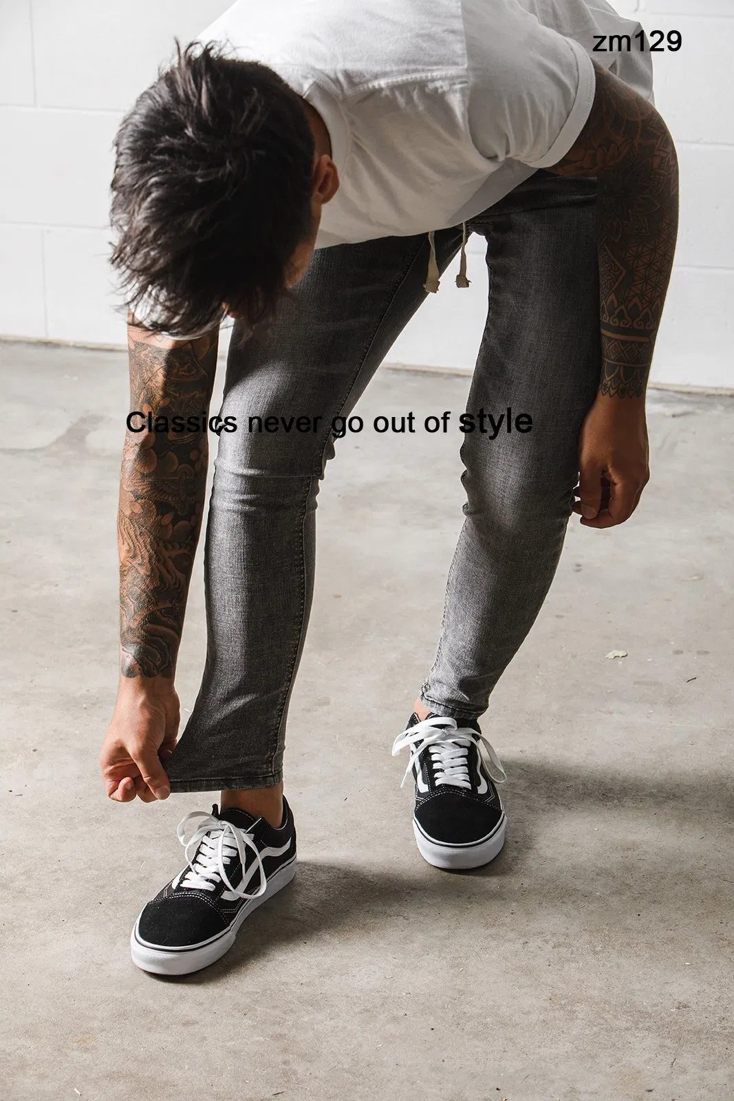 Men Slim Fit Pants Ripped Men`S Trousers Distressed Skinny Denim Jeans Stretch Jeans