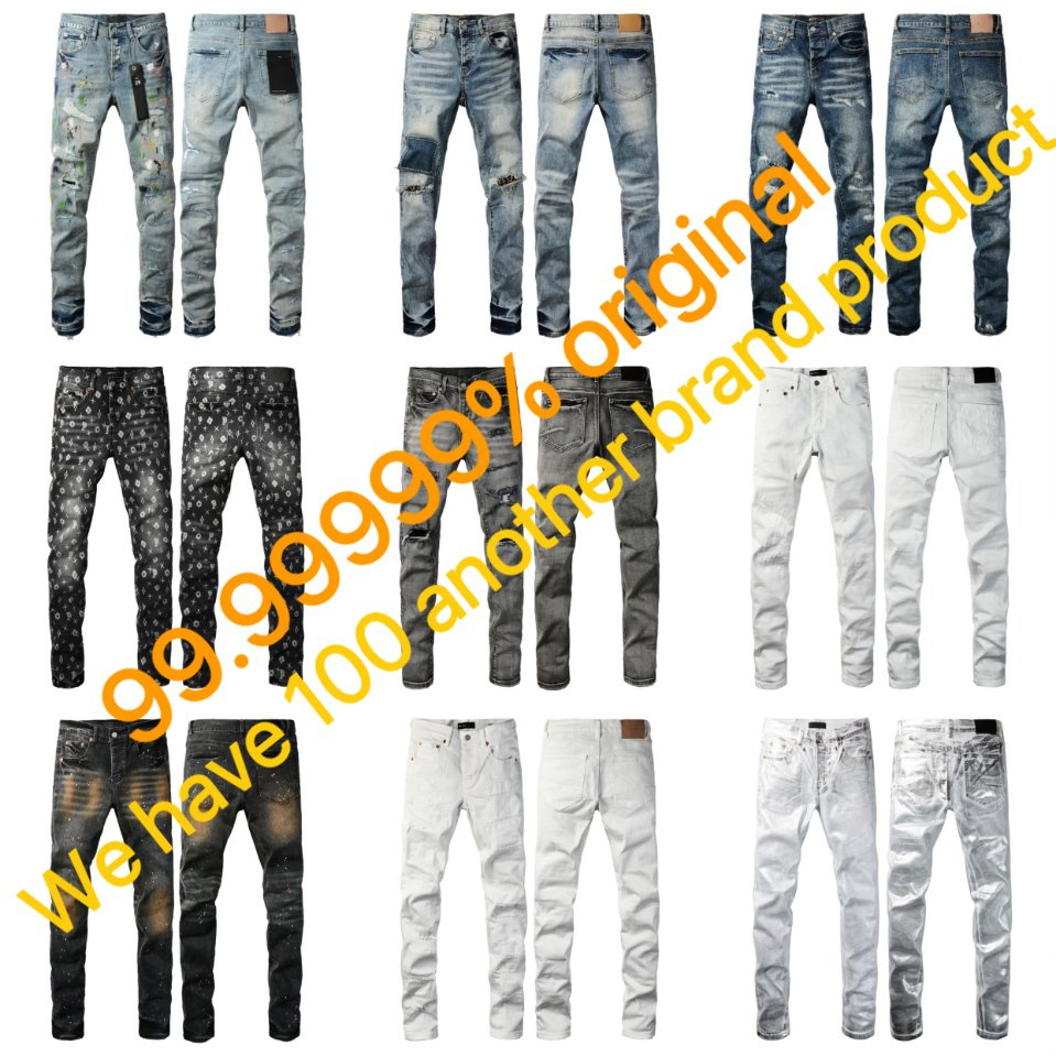 American Street Fashion Men's Jeans - European Style Version, Embroidered + Ripped + Graffiti Elements, Slim-Fit Skinny Casual Pants