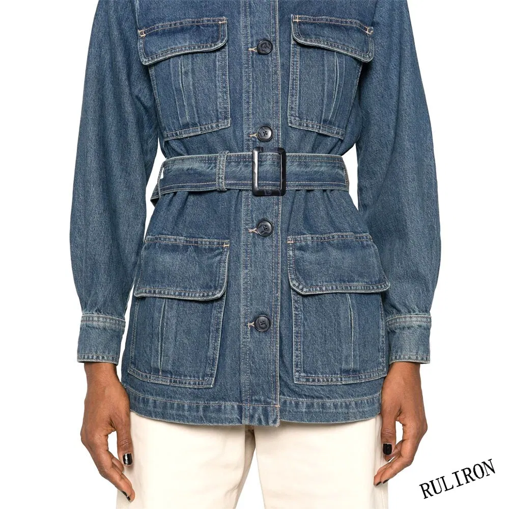 Custom Outdoor Oversized Women's Ladies Winter Cotton Warm Denim Casual Outwear Fall Jacket Button up Coat