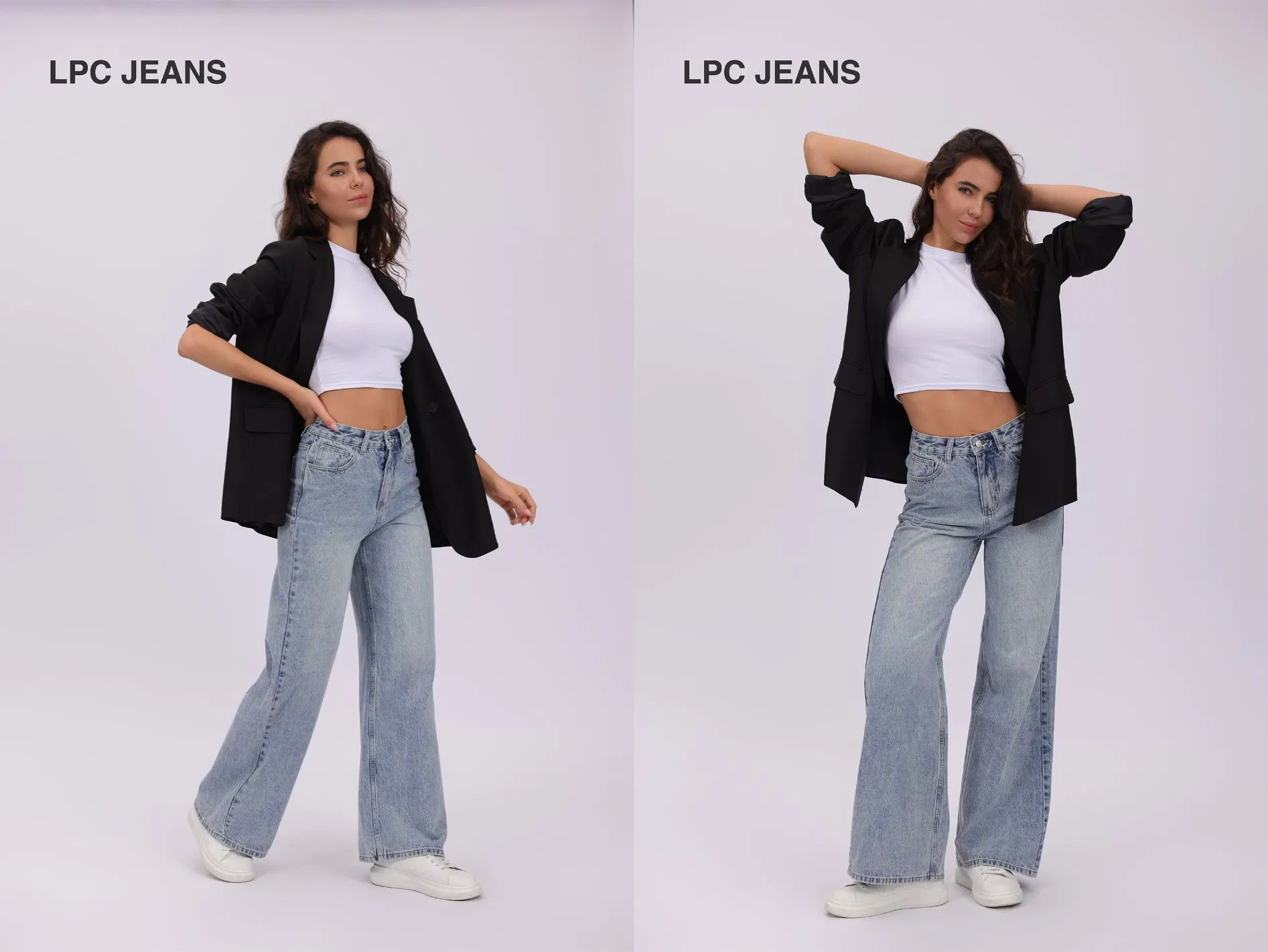 2024 New Design High Waist Five-Pocked Denim Blue Lady Jeans by Factory Supply