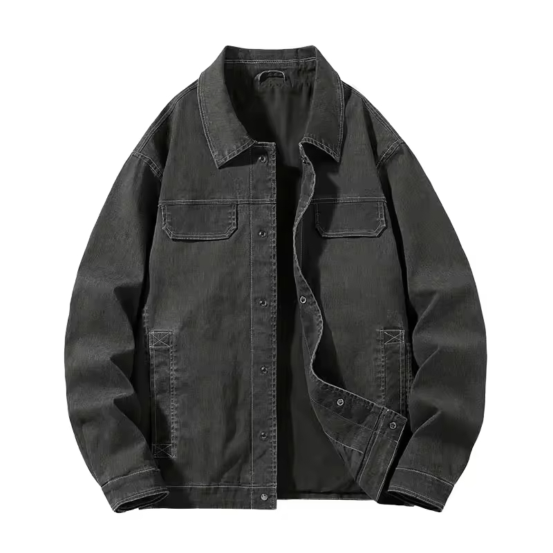 Casual Cargo Streetwear Inspired Relaxed Fit Multiple Pockets Men's Oversized Denim Jacket