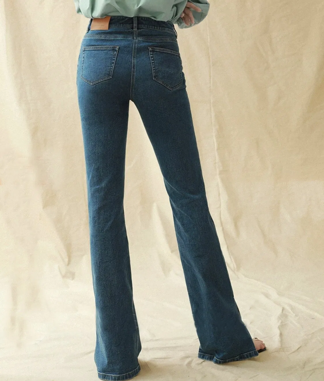 Fashion Clothing Ladies Skinny Wide Leg Denim High Waist Trouser Women Flare Jeans