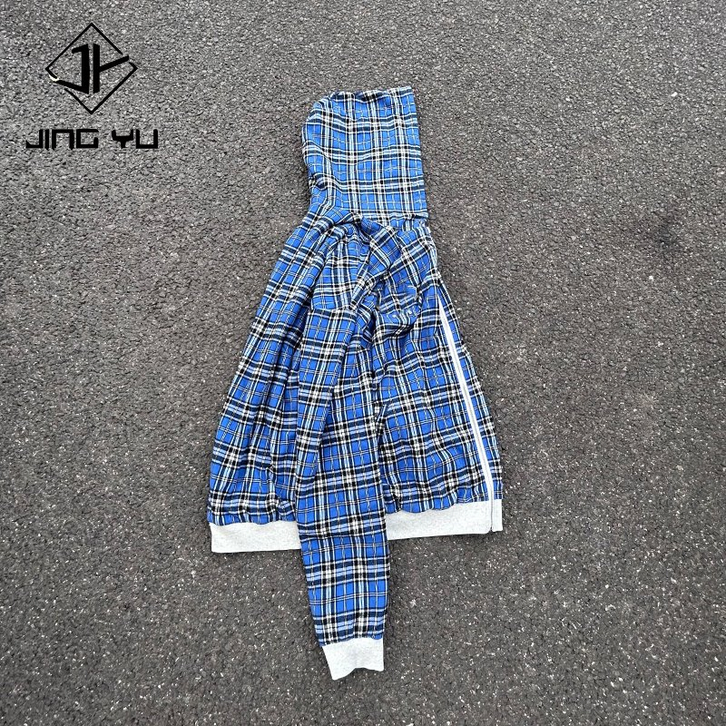 Zip up Hoodie Custom Big Oversized Boxy Patchwork Double- Layered Reversible Plaid Print Pattern Jacket French Terry Hoodies