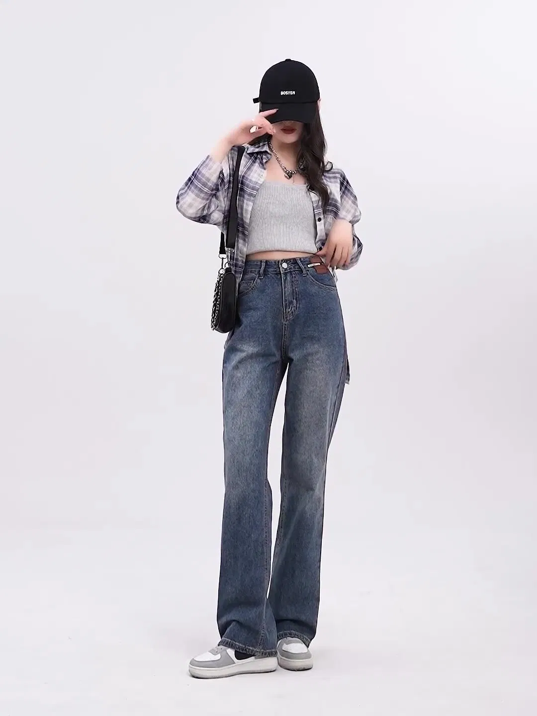Jeans Female Loose Wide Legs Do Old Thin All-Match Straight Trousers