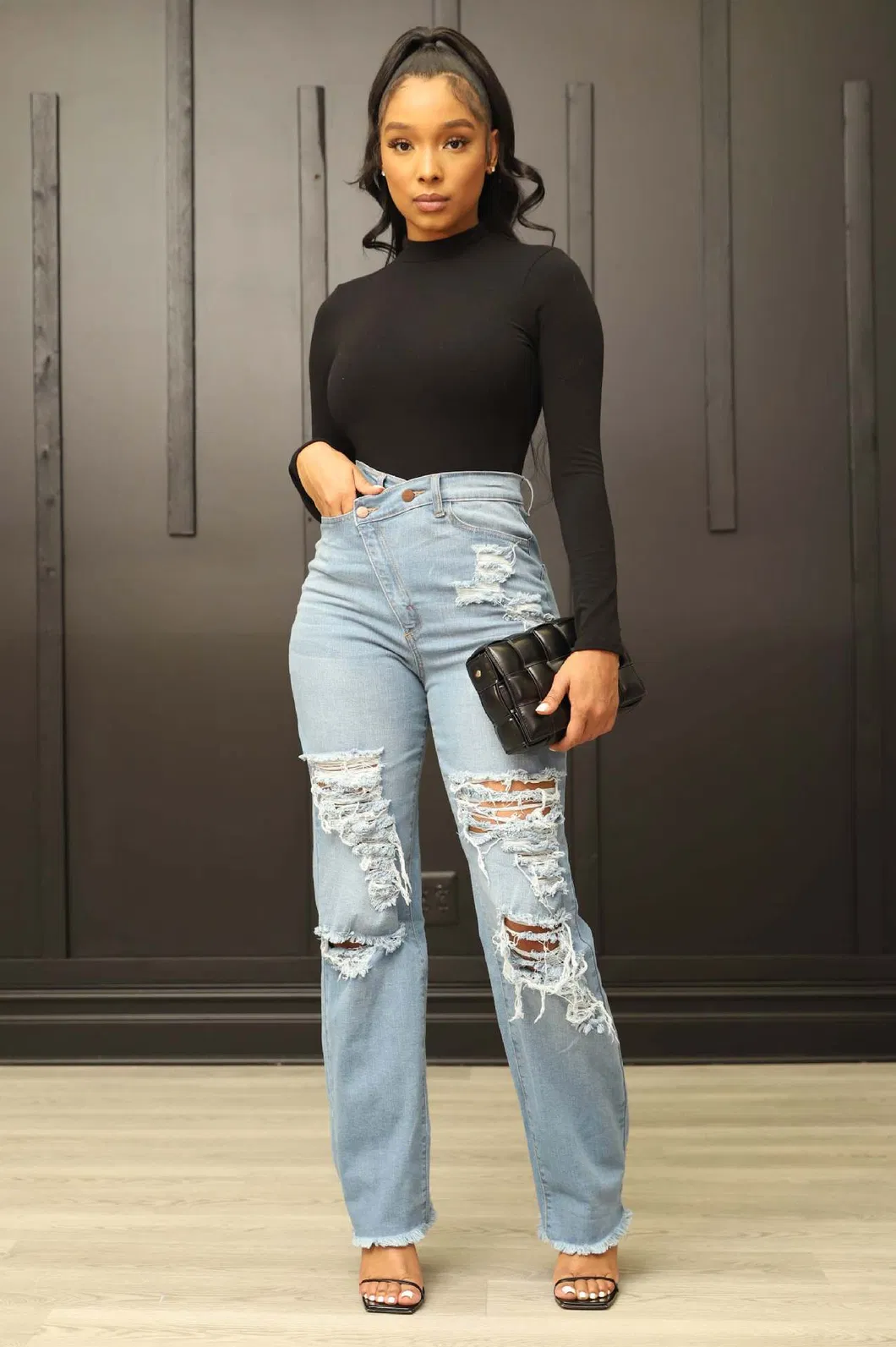 Wide Leg Denim Jeans View 3