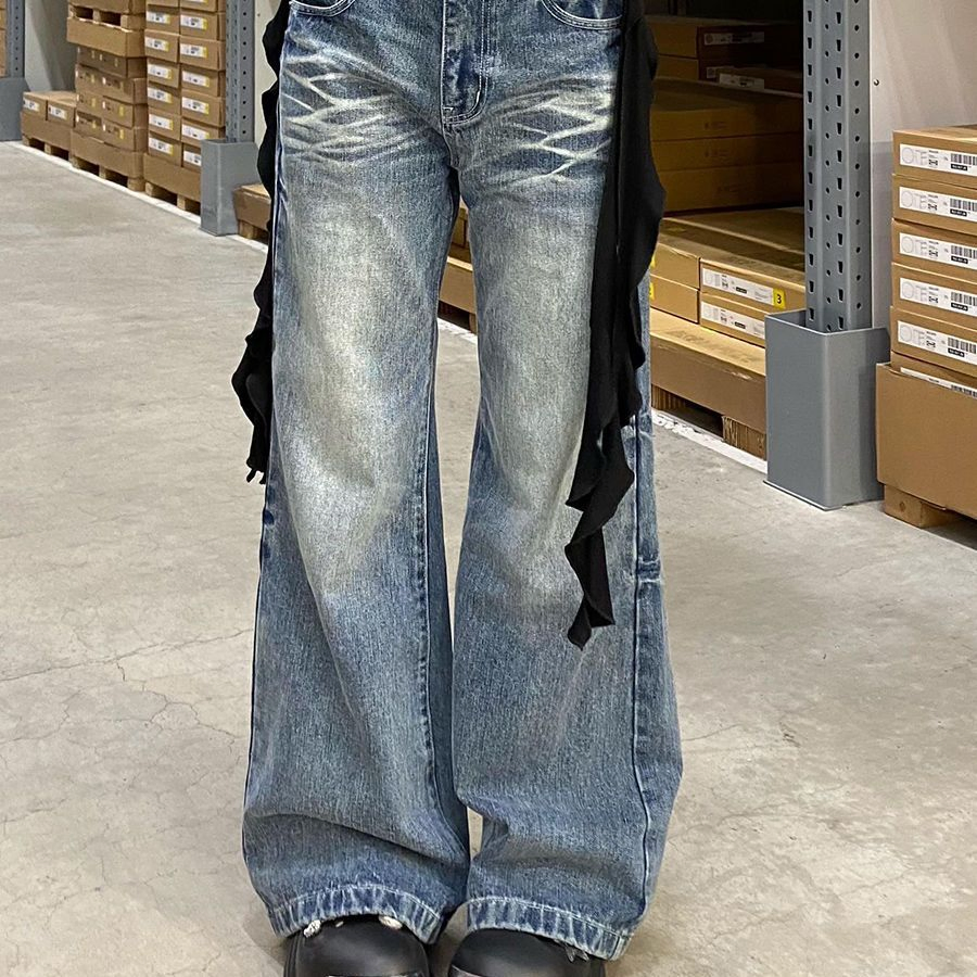 Px02 High-Waist Slim-Fit Vintage Straight-Leg Slightly Flared Jeans for Summer