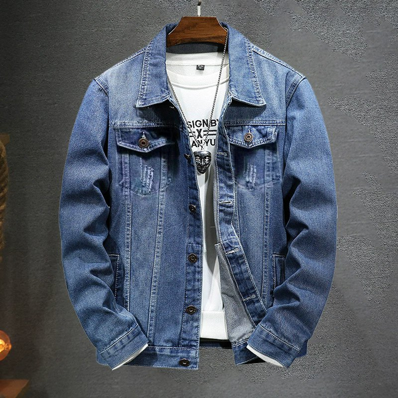Premium Fashion Men's Oversized American Vintage Style Heavyweight Distressed Denim Workwear Shirt Jacket