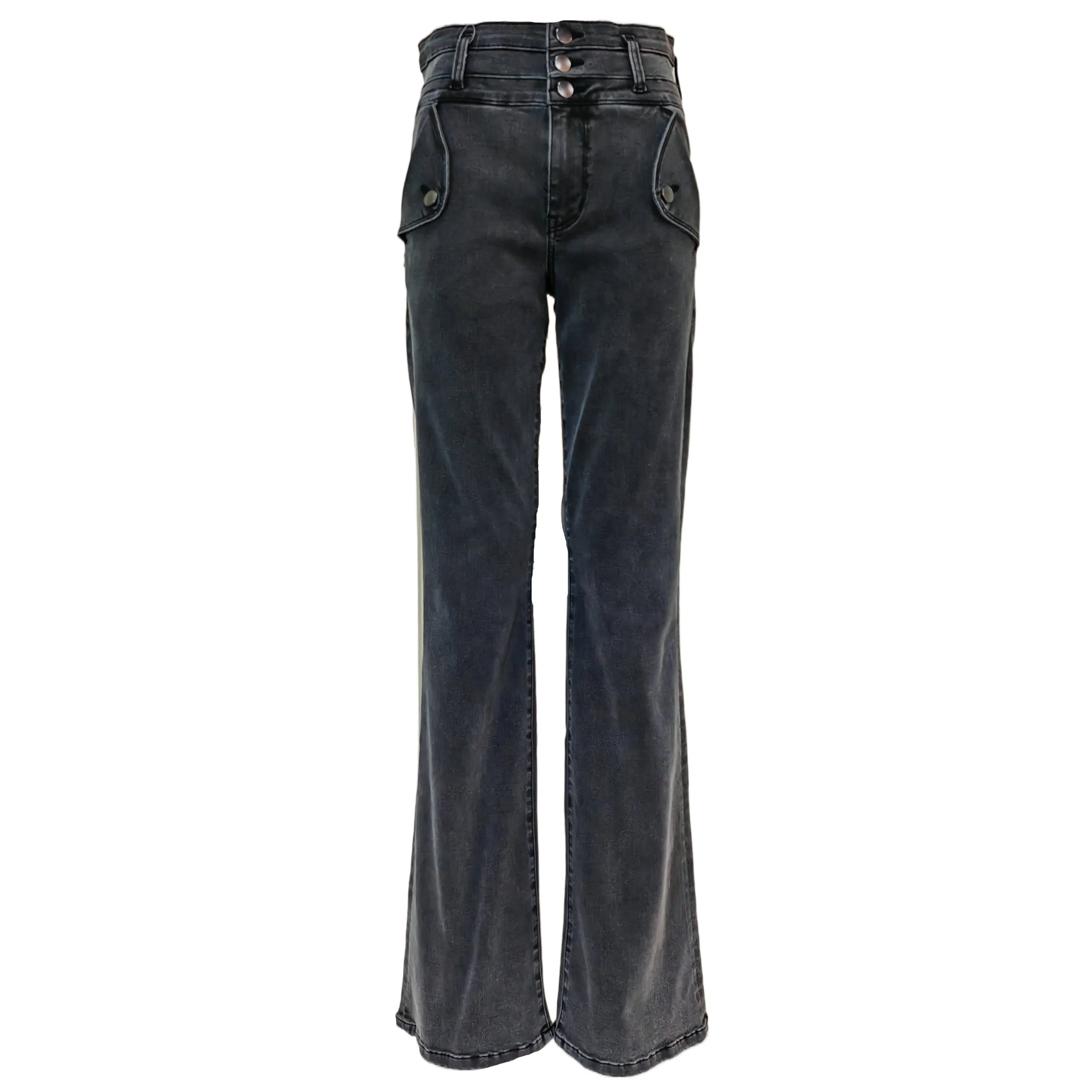 Personalized Outdoorwear Style Colored Distressed Jeans Low Waist High Quality Micro Flared Girl Denim Pants