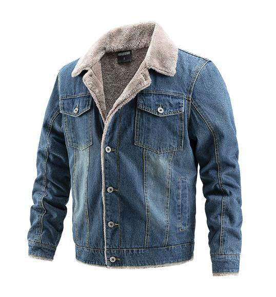 Wholesale Men's Winter Fleece Lined Trucker Sherpa Warm Denim Jacket