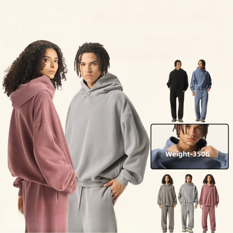 Vintage Distressed Pullover Blank Fleece Oversized Heavyweight Acid Washed Hoodie