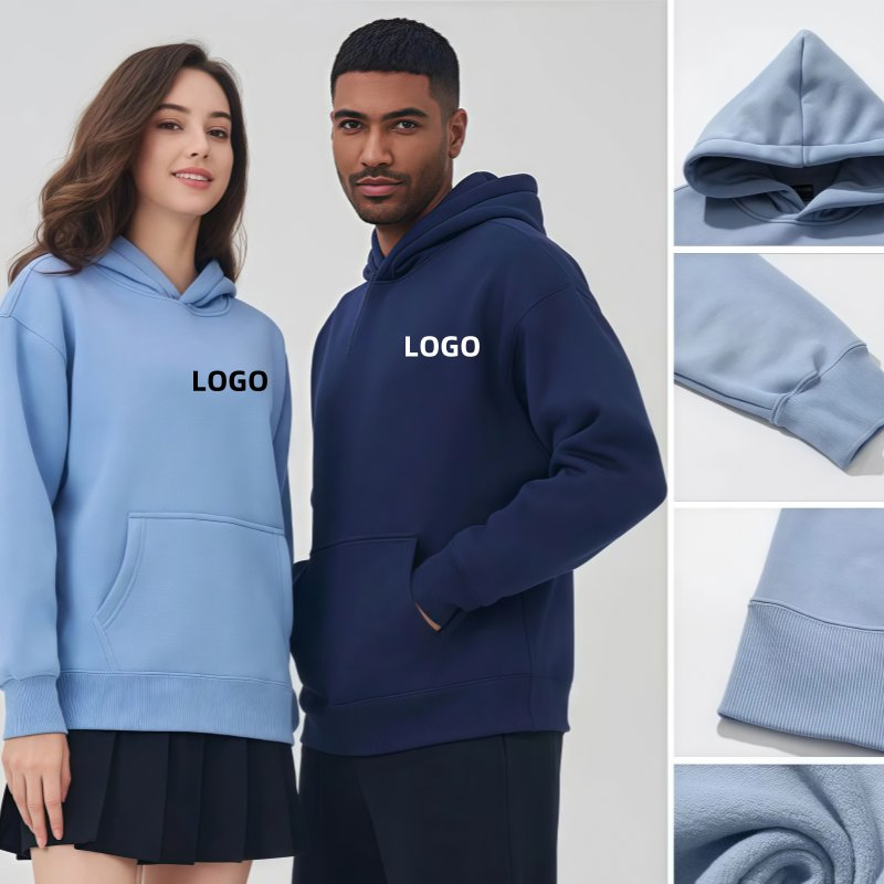 Wholesale High Quality Custom French Terry Cotton Plain Blank Pullover Men's Hoodies