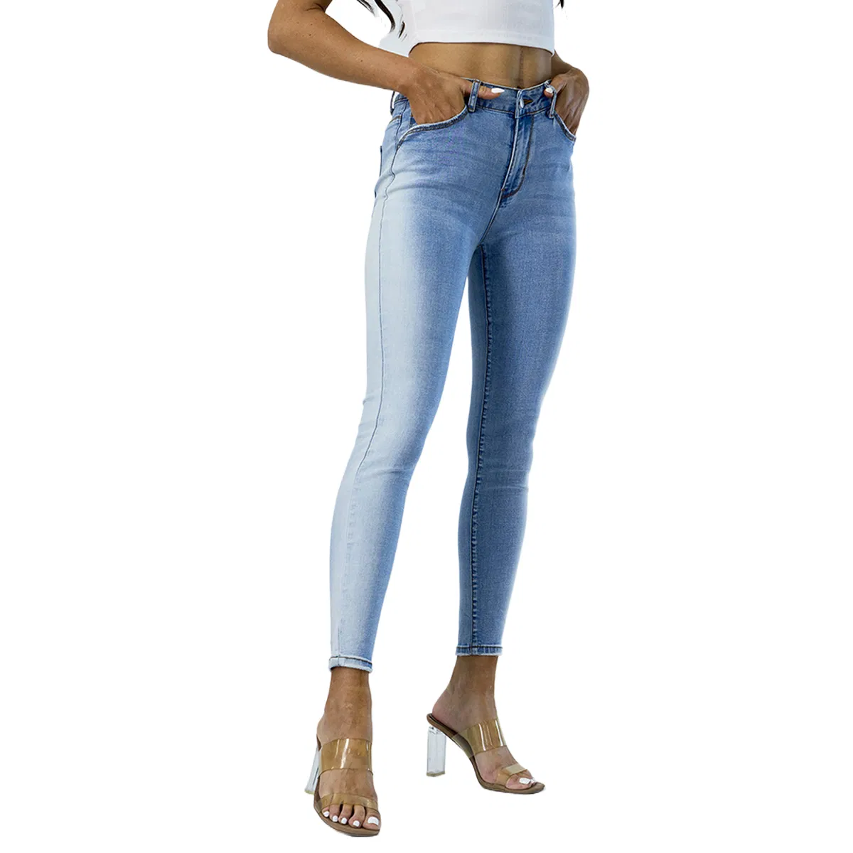 Custom High Waist Fashionable Slim Fit Stretchy Skinny Wholesale Denim Jeans for Women
